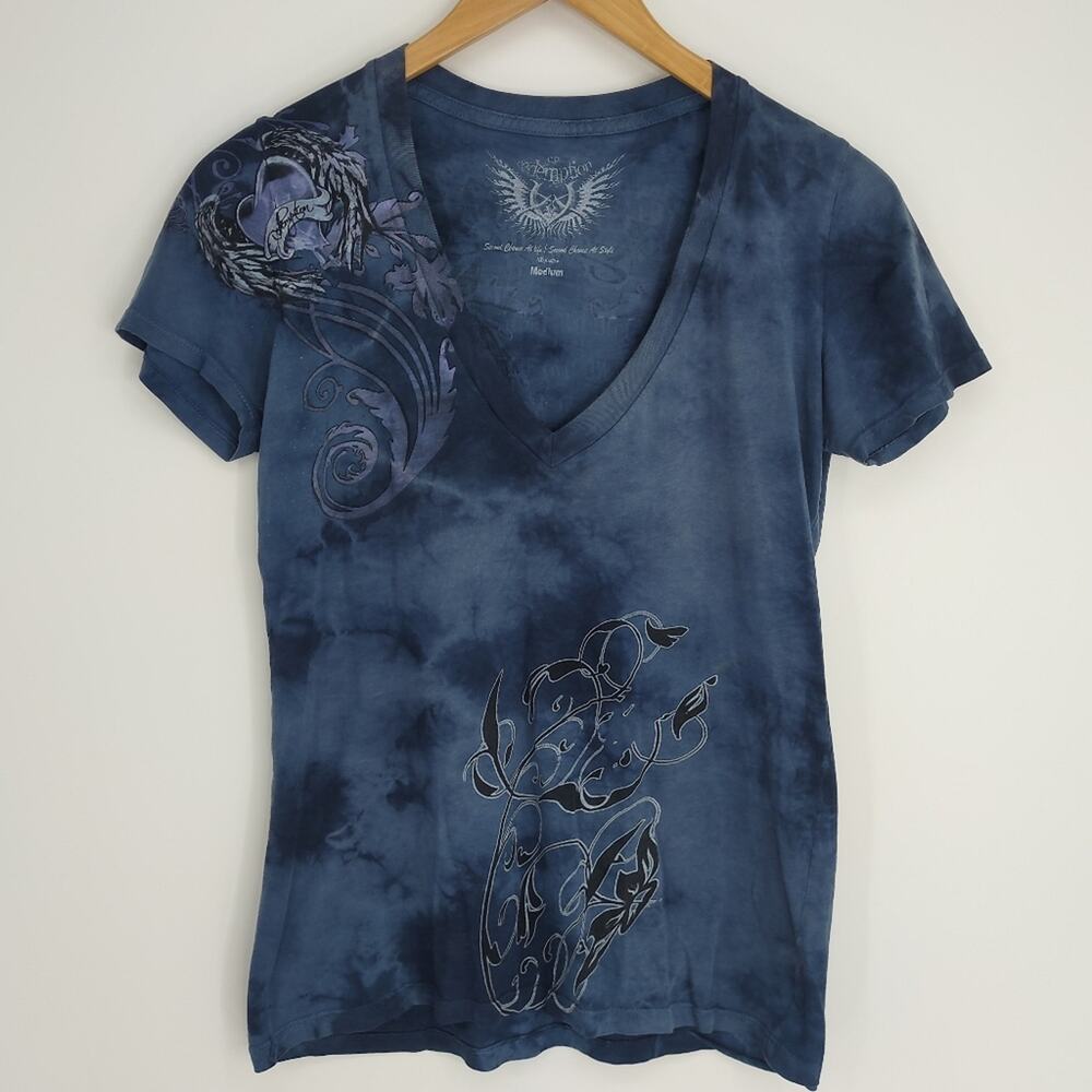 Redemption Blue Design Wing Shirt T-Shirt Top Size Medium